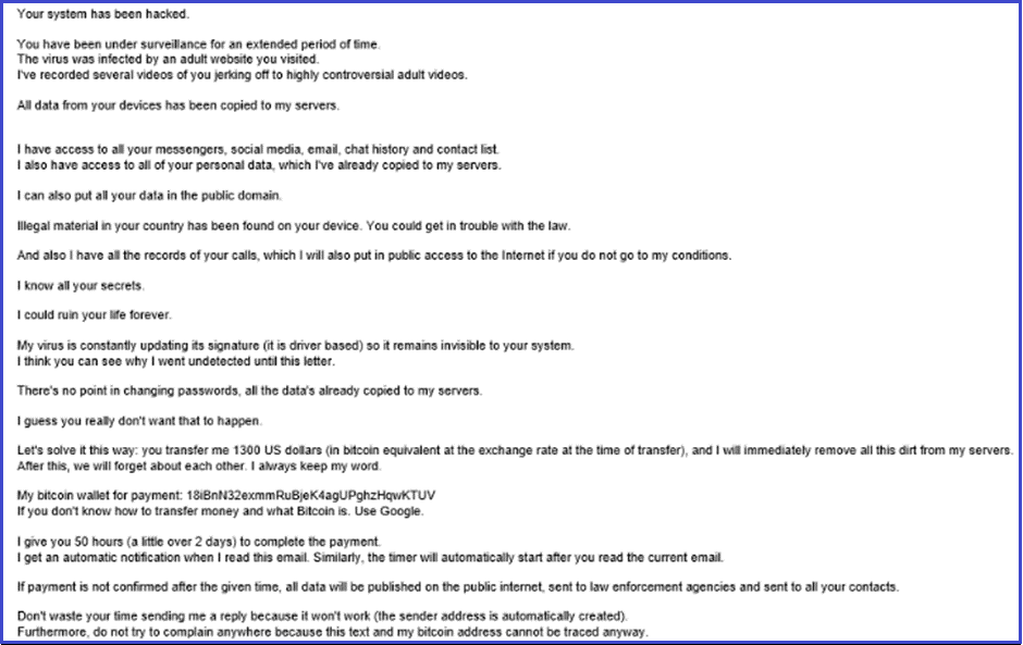 A recent email scam titled "You Have Been Under Surveillance" is a classic example of a sextortion scam. These scams involve cybercriminals threatening to expose sensitive or compromising information about the recipient unless a ransom is paid. Recipients must recognize these fraudulent attempts and avoid engaging with scammers.